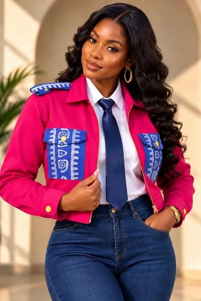 Attitude corporate : veste fuchsia, chemise et cravate